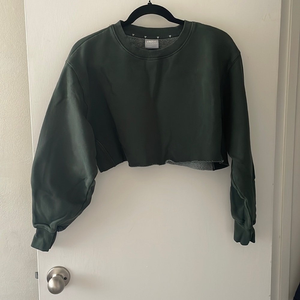 TNA cropped dark green crew neck